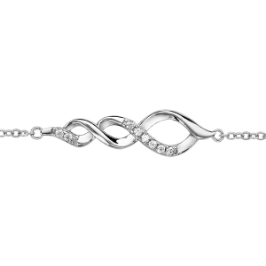 BRACELET ARGENT RHODIÉ CROISES OXYDES BLANCS SERTIS 15+3CM