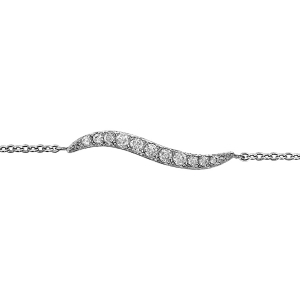 BRACELET ARGENT RHODIÉ FEUILLE PAVE OXYDES BLANCS 16+2CM