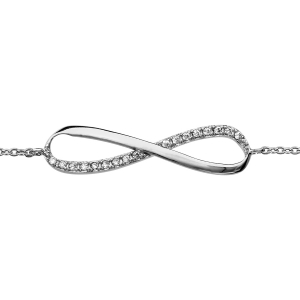 BRACELET ARGENT RHODIÉ FORME INFINI OXYDES BLANCS 16+2CM
