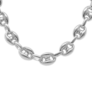 CHAINE ARGENT GRAIN DE CAFE 9MM   50CM