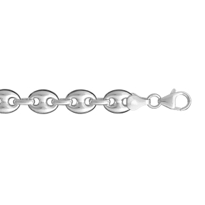 CHAINE ARGENT GRAIN DE CAFE 9MM   50CM