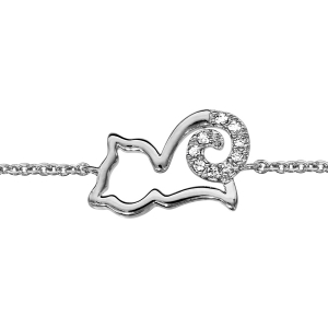 BRACELET ARGENT RHODIÉ CHAT STYLISE OXYDES BLANCS 16+2CM