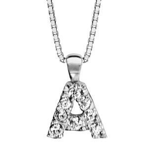 COLLIER + INITIALE A 40CM ARGENT RHODIÉ