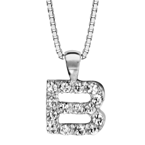 COLLIER + INITIALE B 40CM ARGENT RHODIÉ