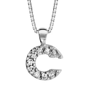 COLLIER + INITIALE C  40CM ARGENT RHODIÉ