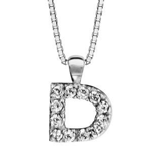 COLLIER + INITIALE D  40CM ARGENT RHODIÉ