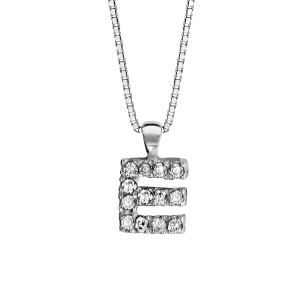 COLLIER + INITIALE E  40CM ARGENT RHODIÉ