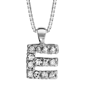 COLLIER + INITIALE E  40CM ARGENT RHODIÉ