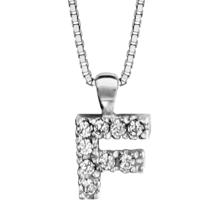 COLLIER + INITIALE F 40CM ARGENT RHODIÉ