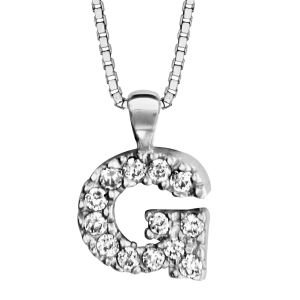 COLLIER + INITIALE G 40CM ARGENT RHODIÉ