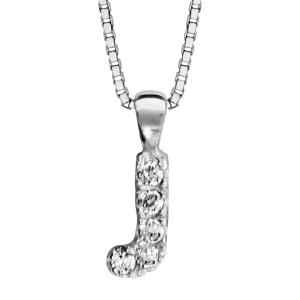 COLLIER + INITIALE J  40CM ARGENT RHODIÉ