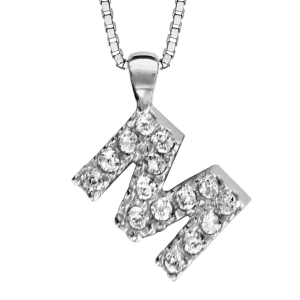COLLIER + INITIALE M  40CM ARGENT RHODIÉ