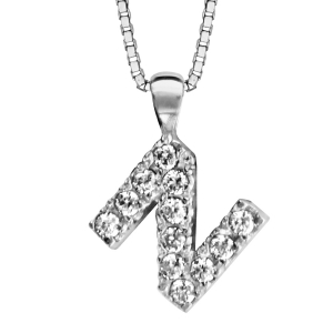 COLLIER + INITIALE N  40CM ARGENT RHODIÉ