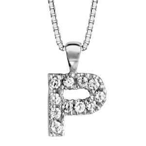 COLLIER + INITIALE P  40CM ARGENT RHODIÉ