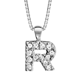COLLIER + INITIALE R  40CM ARGENT RHODIÉ