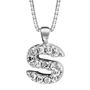 COLLIER + INITIALE S 40CM ARGENT RHODIÉ