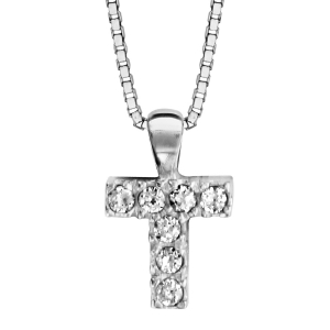 COLLIER + INITIALE T 40CM ARGENT RHODIÉ