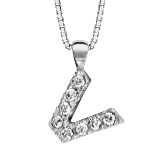 COLLIER + INITIALE V 40CM ARGENT RHODIÉ
