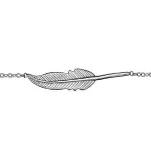 BRACELET ARGENT RHODIÉ MOTIF PLUME COUCHEE 15,2+2CM