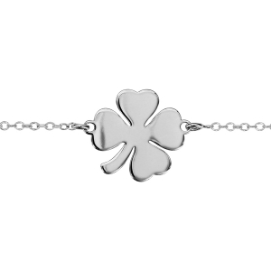 BRACELET ARGENT RHODIÉ TREFLE 16+3CM