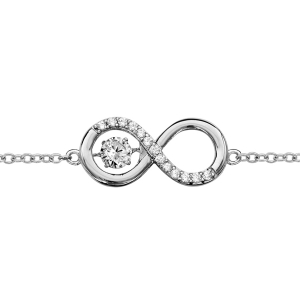 BRACELET ARGENT RHODIÉ DANCING STONE INFINI AVEC OXYDES BLANCS 15+3CM