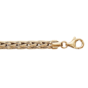 BRACELET ARGENT ET DORURE JAUNE MAILLE PALMIER 5.5MM  19CM