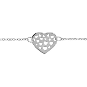 BRACELET ARGENT RHODIÉ COEUR AJOURE MULTI COEUR 16+3CM