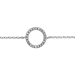 BRACELET ARGENT RHODIÉ CERCLE OXYDES BLANCS SERTIS 16+2CM