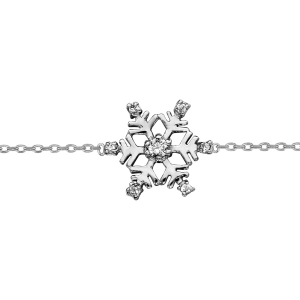 BRACELET ARGENT RHODIÉ FLOCON OXYDES BLANCS SERTIS 16+2CM