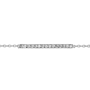 BRACELET ARGENT RHODIÉ BARETTE 15 OXYDES BLANC SERTIS 16+2CM