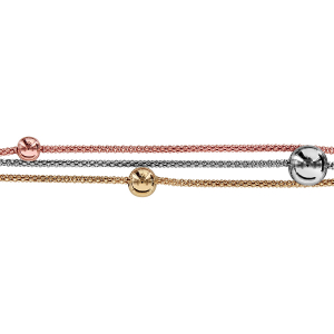 BRACELET ARGENT RHODIÉ 3 RANGS FILS 3 TONS 3 BOULES 16+3CM