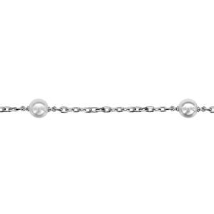 BRACELET ARGENT RHODIÉ 3 PERLES SYNTHETIQUE BLANCHES 16+3CM