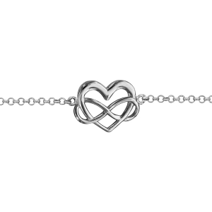 BRACELET ARGENT RHODIÉ COEUR ET INFINI ENTREMELE 16+3CM