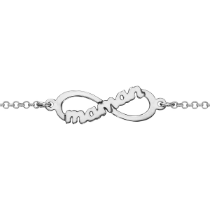 BRACELET ARGENT RHODIÉ INFINI AVEC DECOUPE MAMAN 16+3CM