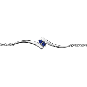 BRACELET ARGENT RHODIÉ VOLUTE ET 2 PIERRES BLEUES SYNTHETIQUE 16+2CM