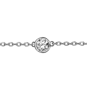 BRACELET SOLITAIRE ARGENT RHODIÉ OXYDE 5MM SERTI CLOS 18CM REGLABLE 16CM