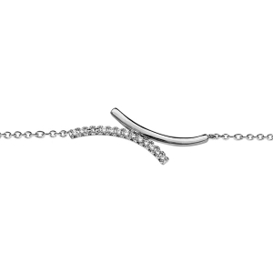 BRACELET ARGENT RHODIÉ CROISE OXYDES BLANCS SERTIS 16+2CM