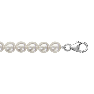 BRACELET ARGENT RHODIÉ PERLES SWAROVSKI CREME 5MM 18+3CM