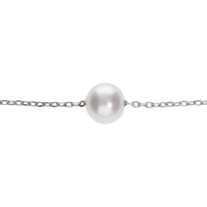 BRACELET ARGENT RHODIÉ PERLE DE CULTURE D'EAU DOUCE 7MM BLANCHE 15+4CM
