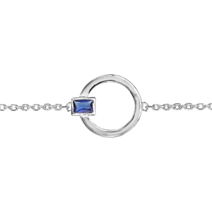 BRACELET ARGENT RHODIÉ CERCLE OXYDE RECTANGLE BLEU 16+2CM