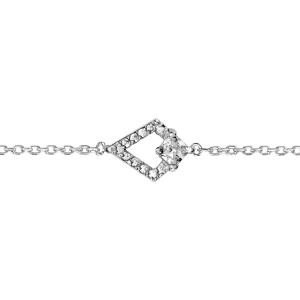 BRACELET ARGENT RHODIÉ LOSANGE OXYDES BLANCS SERTIS 16+2CM