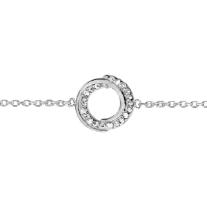 BRACELET ARGENT RHODIÉ CERCLE OXYDES BLANCS SERTIS 16+2CM