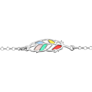 BRACELET ARGENT RHODIÉ FORME PLUME MULTICOULEUR 16+3CM