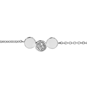 BRACELET ARGENT RHODIÉ RONDELLES LISSES ET OXYDES BLANCS SERTIS 16+3CM