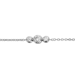 BRACELET ARGENT RHODIÉ  OXYDES BLANCS SERTIS CLOS 16+3CM