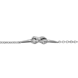 BRACELET ARGENT RHODIÉ CROISE OXYDES BLANCS SERTIS 16+3CM