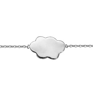 BRACELET ARGENT RHODIÉ NUAGE PLEIN MIROIR 15+3CM
