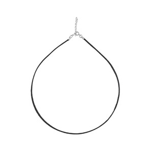 CORDON COTON CIRé LISSE  NOIR ARGENT RHODIÉ 40cm + 5cm