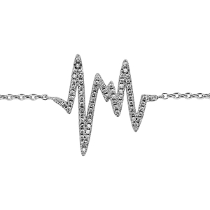BRACELET ARGENT RHODIÉ MOTIF ZIG ZAG OXYDES BLANCS SERTIS 16+3CM