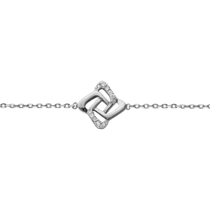 BRACELET ARGENT RHODIÉ BICOLORE OXYDES BLANCS SERTIS 16+2CM